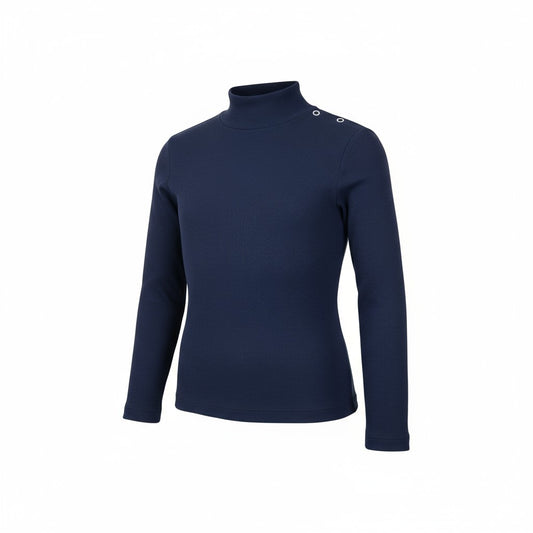 Sous-pull bébé bleu marine à col roulé – 100 % coton chaud