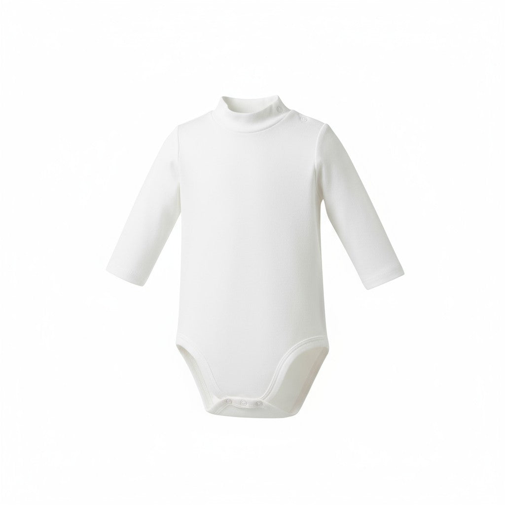 Body bébé col roulé beige – 100 % coton chaud