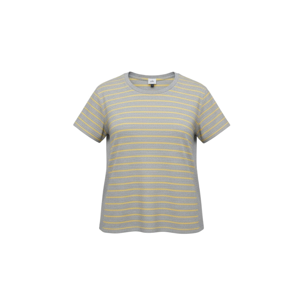 T-shirt rayé gris et jaune – Confort doux et style casual