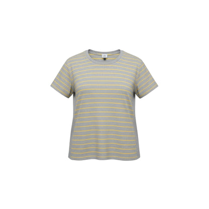 T-shirt rayé gris et jaune – Confort doux et style casual