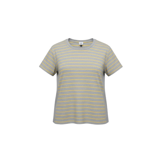 T-shirt rayé gris et jaune – Confort doux et style casual