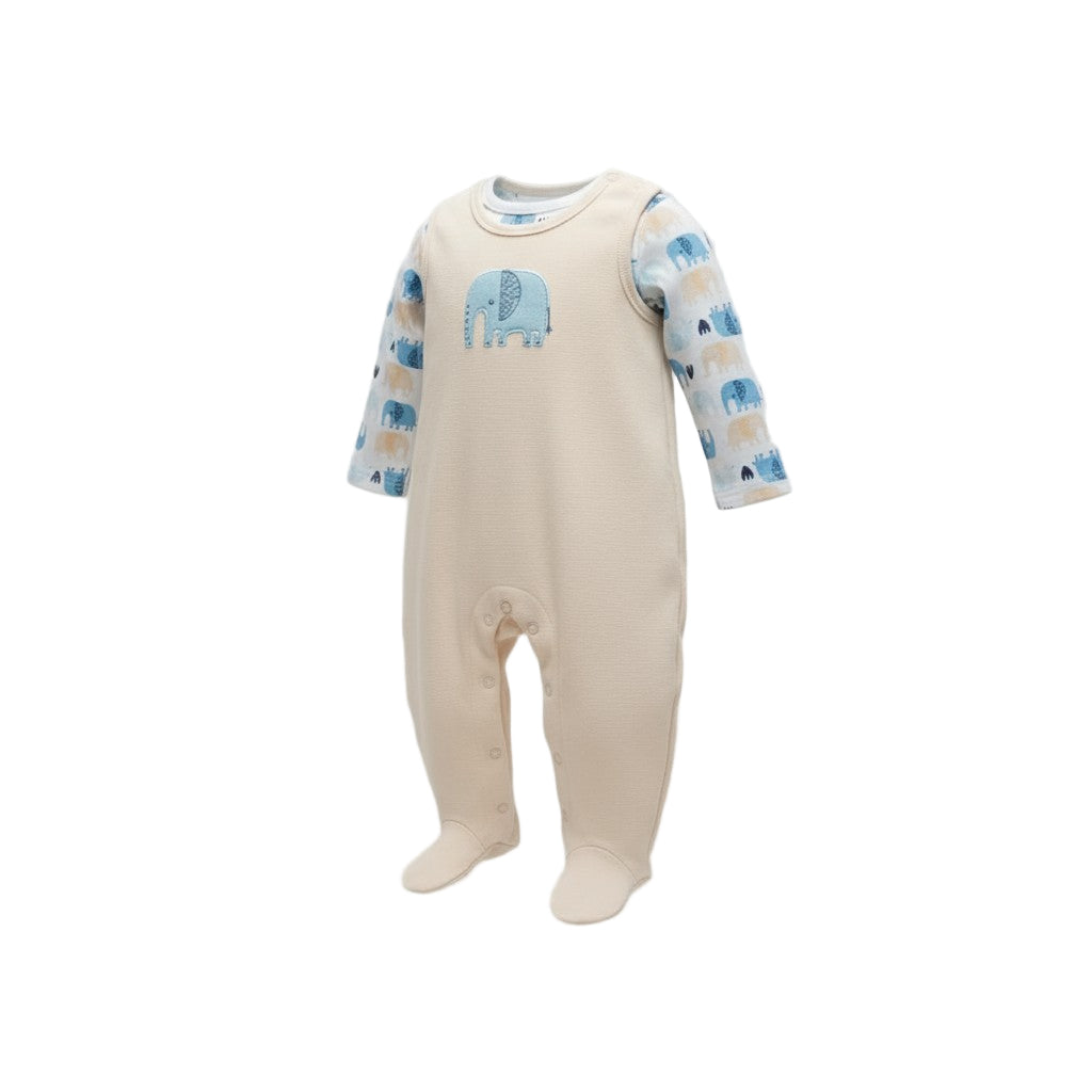 Pyjama bébé mixte à motif éléphant – Ensemble doux 2 pièces